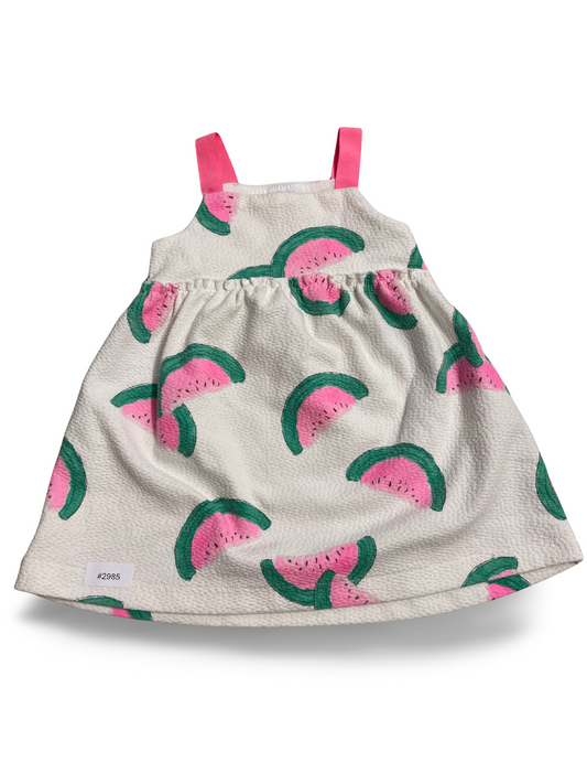 Weisses Trägerkleid mit Melonenprint - Gr. 86