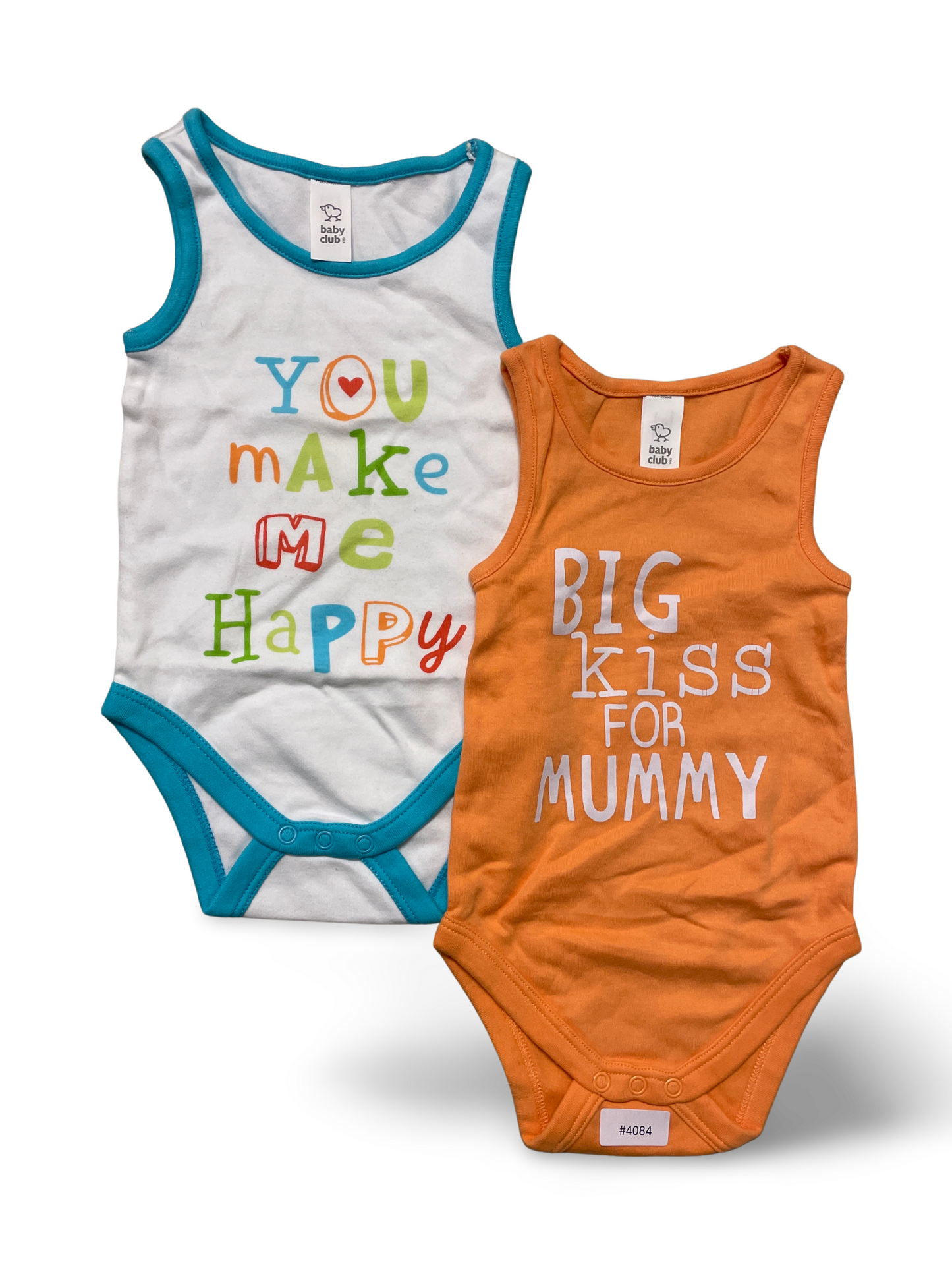 2er Bundle Strampler weiss-türkis und orange mit Print - Gr. 74