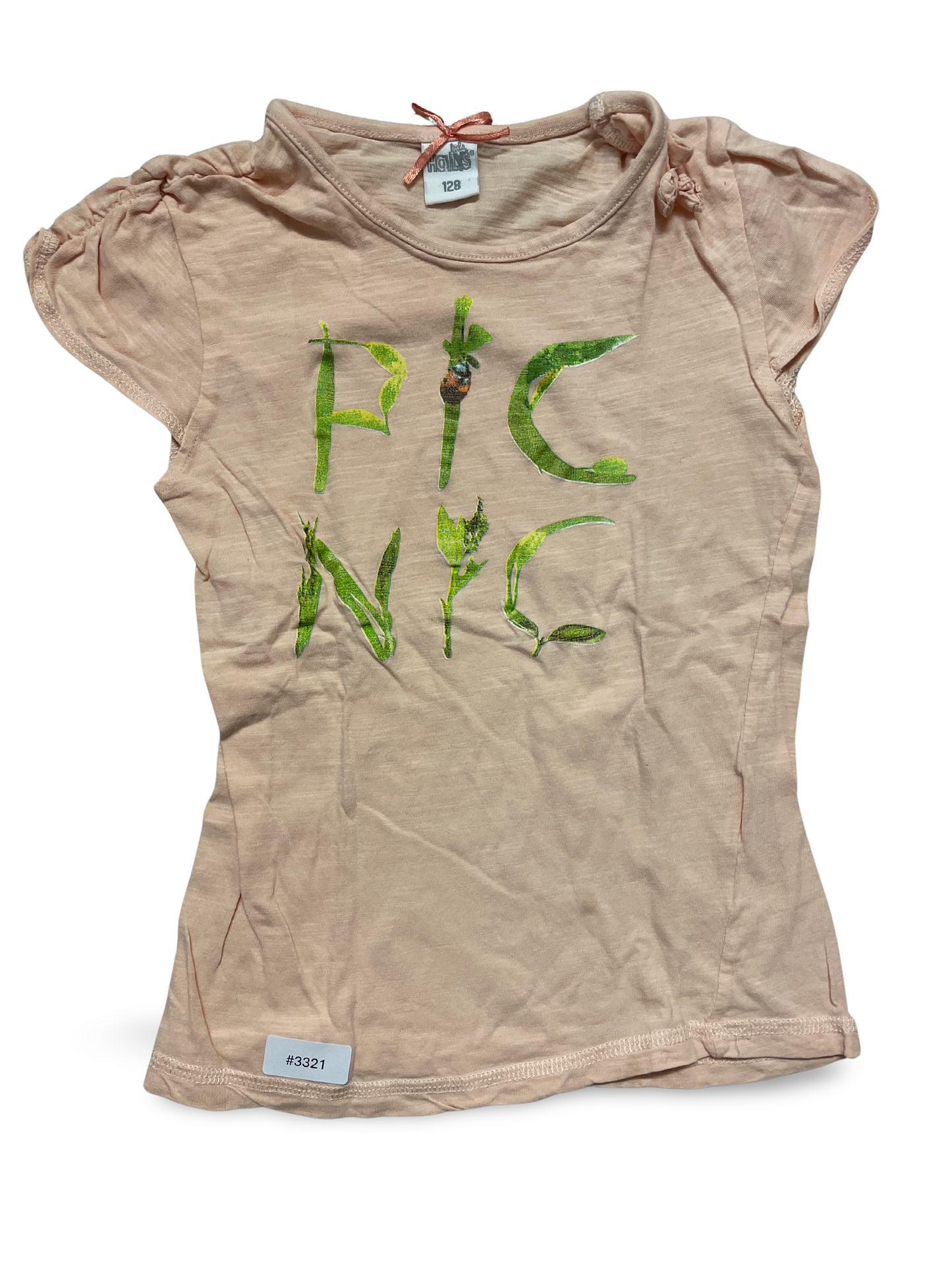 T-Shirt Rosa mit Blattprint - Gr. 128