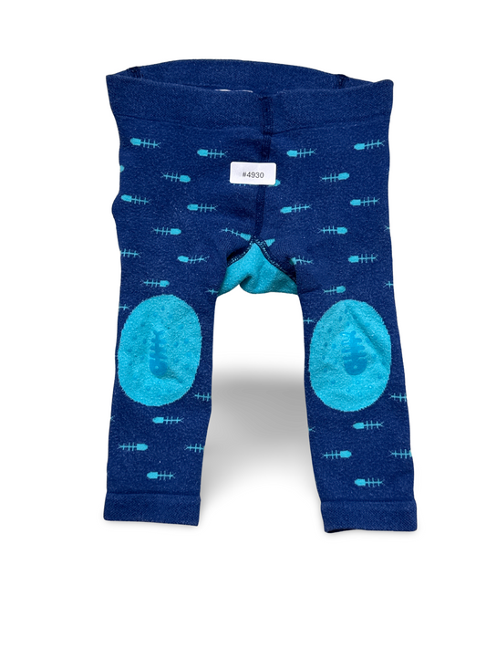 Kinderleggings dunkelblau mit Fischgrätenmuster und Kniepatches - Gr. 56