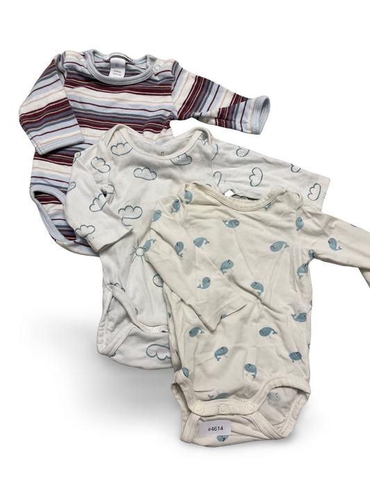 3er Bundle Strampler Wale Wolken Streifen - Gr. 50