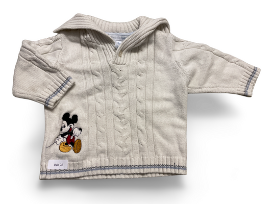 Weisser Strickpullover mit Mickey Mouse Stickerei - Gr. 68