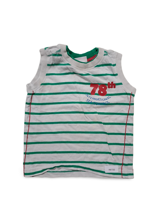 Ärmelloses T-Shirt gestreift mit Druck - Gr. 92