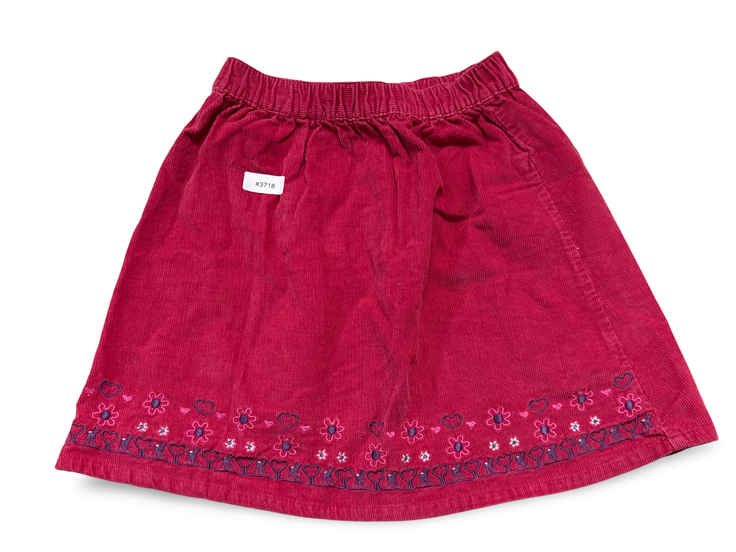 Pink corduroy skirt with heart and flower embroidery - size 104