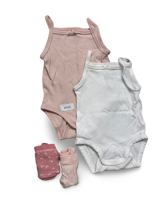 2er Bundle Strampler Rosa und Weiss - Gr. 50
