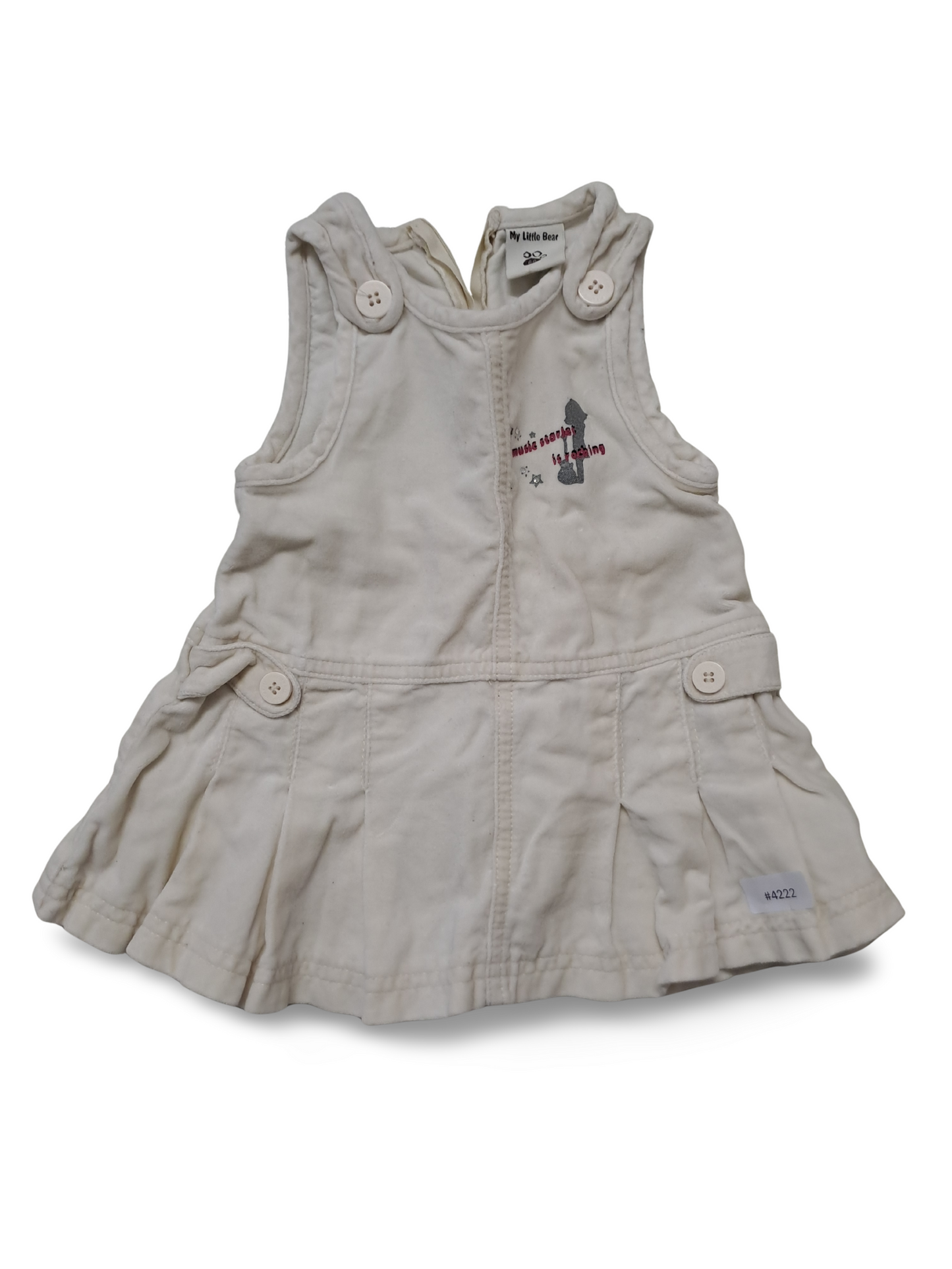 Beiges Trägerkleid mit Knopfdetails - Gr. 68