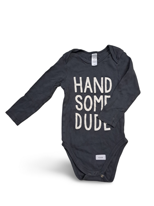 Langarmbody mit Schriftzug Handsome Dude - Gr. 104