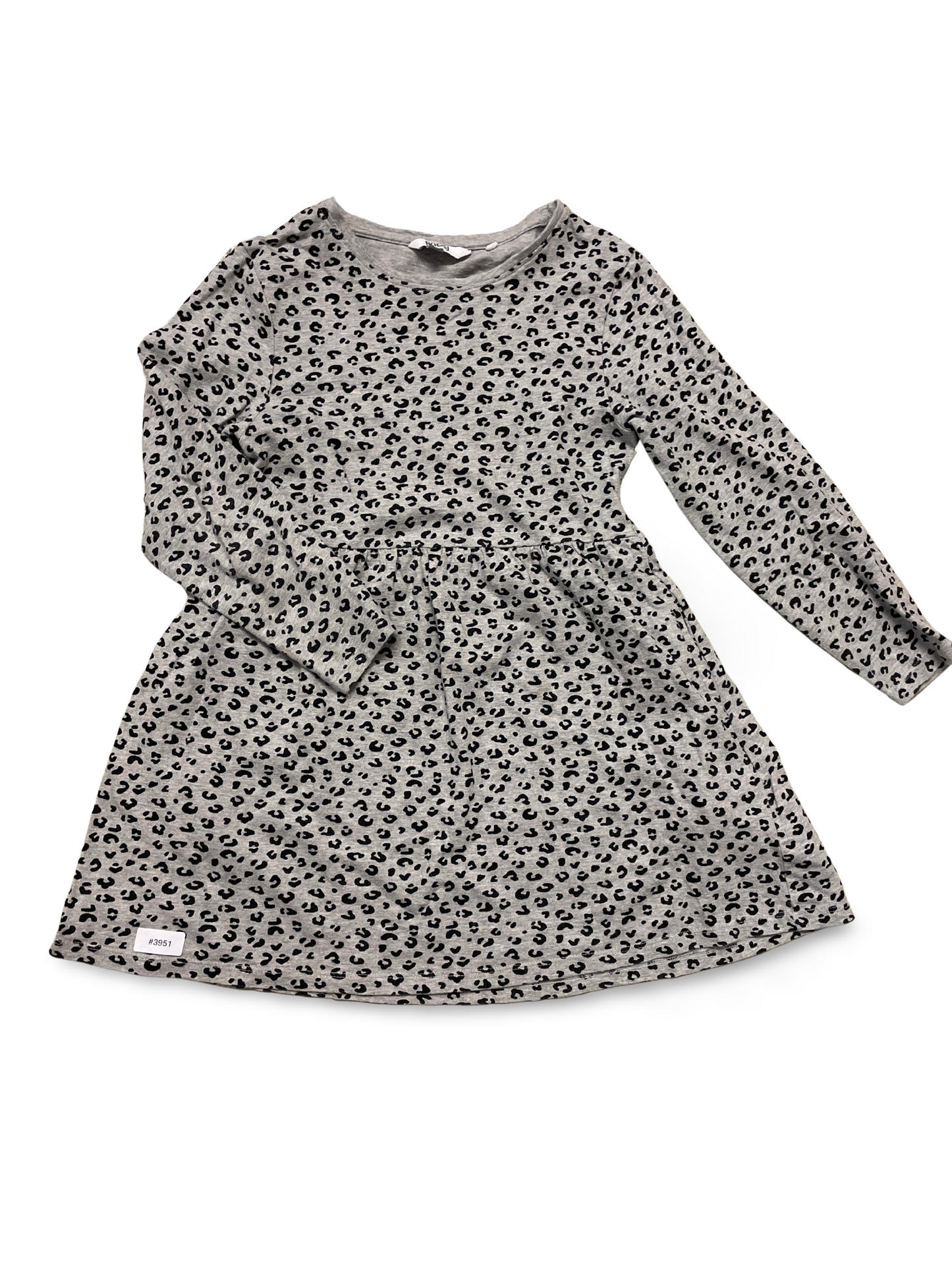 Grau Leopardenmuster Langarmkleid - Gr. 128