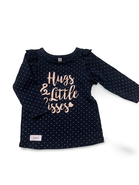 Langarmshirt mit Rüschen und Herzchenmuster - Gr. 68