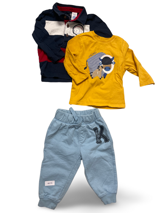 2er Bundle Langarmshirts mit Jogginghose - Gr. 74