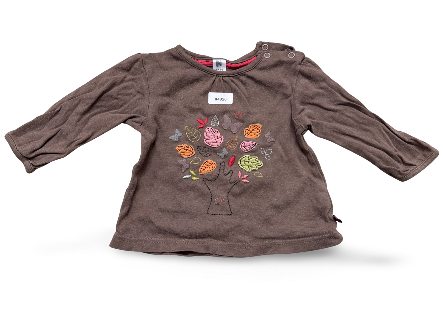 Langarmshirt mit Baumstickerei - Gr. 80