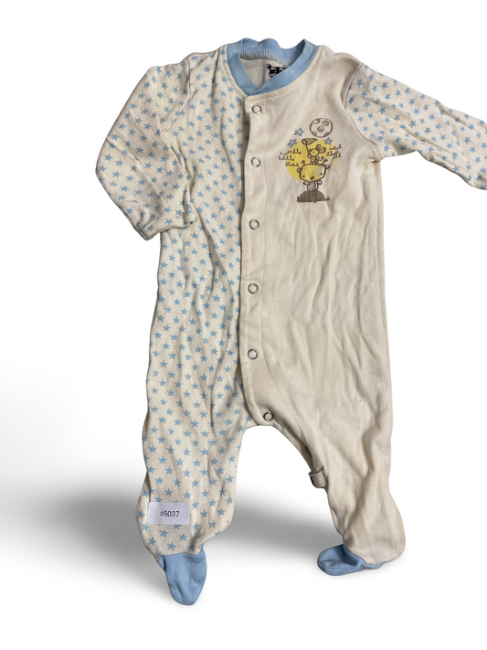2er Bundle Strampler blau-weiss mit Sternen und Tiermotiv - Gr. 50
