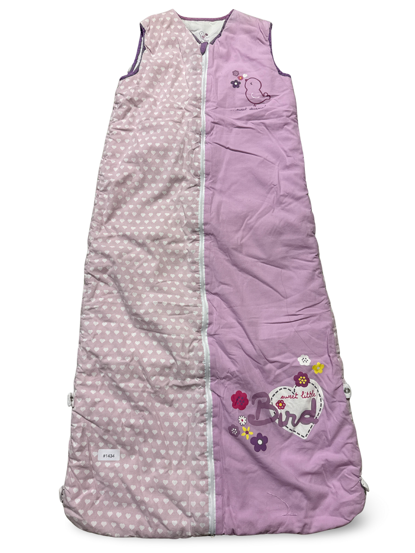 Baby Schlafsack Rosa mit Herz- und Vogelmotiv - Gr. 110