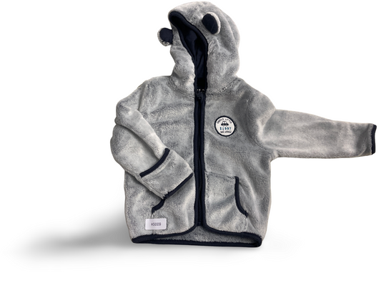 Flauschige graue Kapuzenjacke mit Ohren - Gr. 68