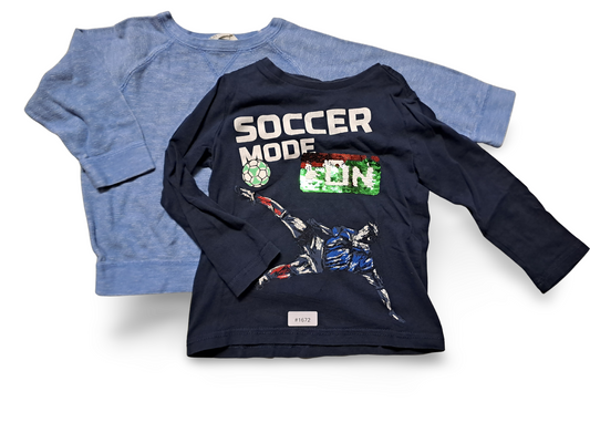 2er Bundle Langarmshirts mit Fussballprint - Gr. 92