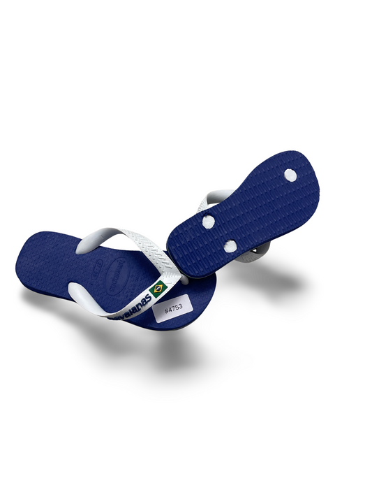 Blau-weiße Flip-Flops mit brasilianischer Flagge - Gr. 27