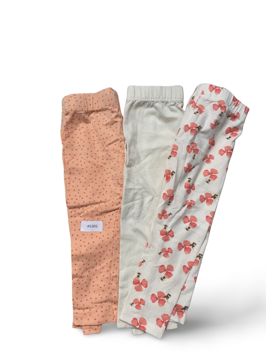 3er Bundle Leggings gepunktet, uni und mit Blumenprint - Gr. 80