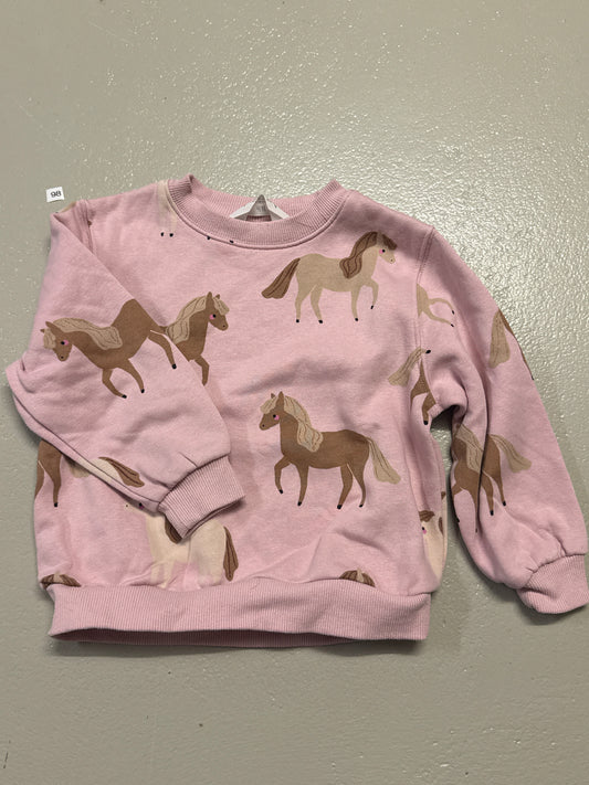 Sweatshirt mit Pferdemuster - Gr. 98