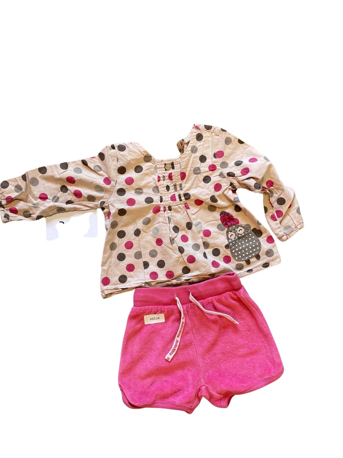 Punktebluse und pinke Shorts - Gr. 74