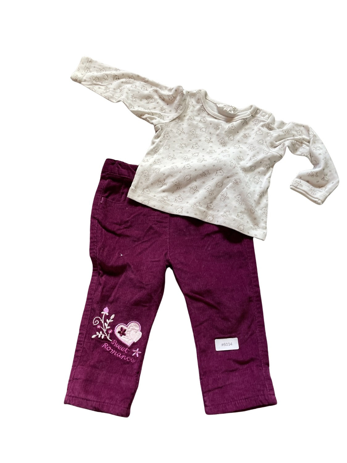 Set Langarmshirt und Hose mit Stickerei - Gr. 68