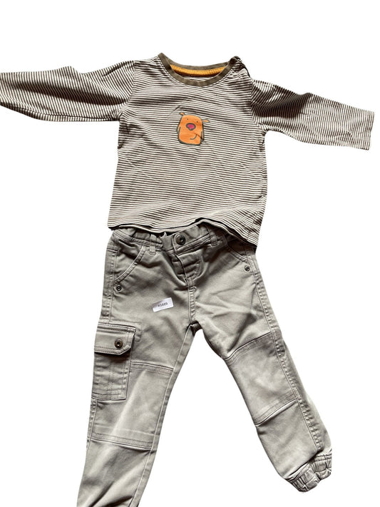 Gestreiftes Langarmshirt mit Motiv - Gr. 92