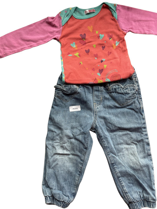 Langarmshirt mit Herzen - Gr. 86