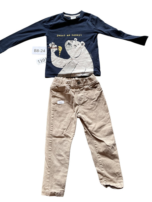 Langarmshirt mit Bärenmotiv - Gr. 110