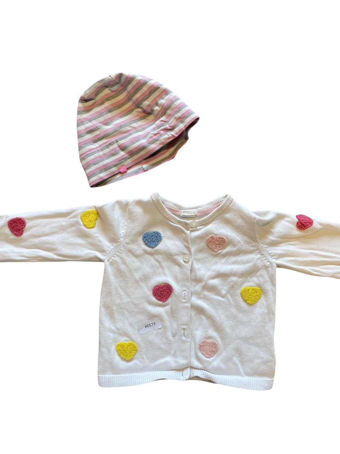 Set Mütze und Cardigan mit Herzen - Gr. 74
