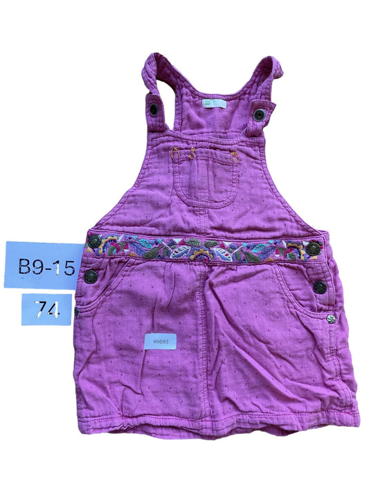 Pink dungarees with embroidery - Size 74