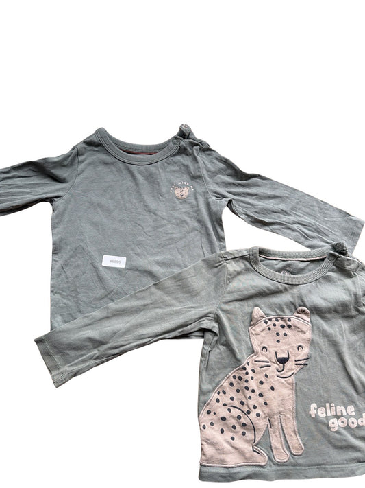 2-Pack Long-Sleeve Shirt with Animal Motif - Size 92