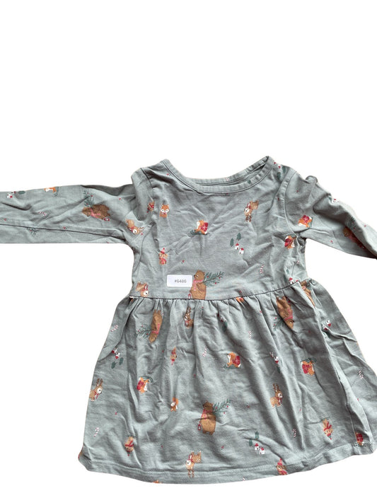 Langärmliges Kinderkleid mit Tiermuster - Gr. 92