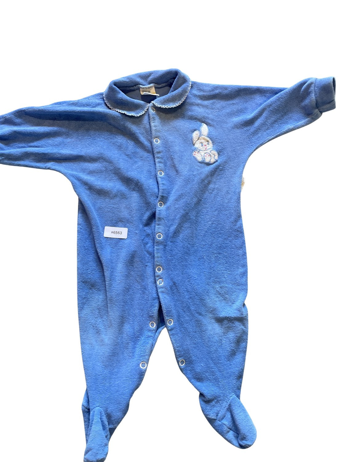 Blauer Strampler mit Häschen - Gr. 74