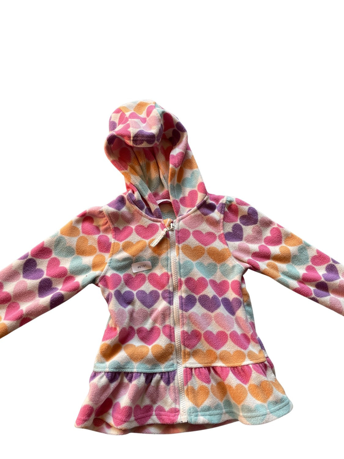 Bunte Fleecejacke mit Herzmuster - Gr. 98