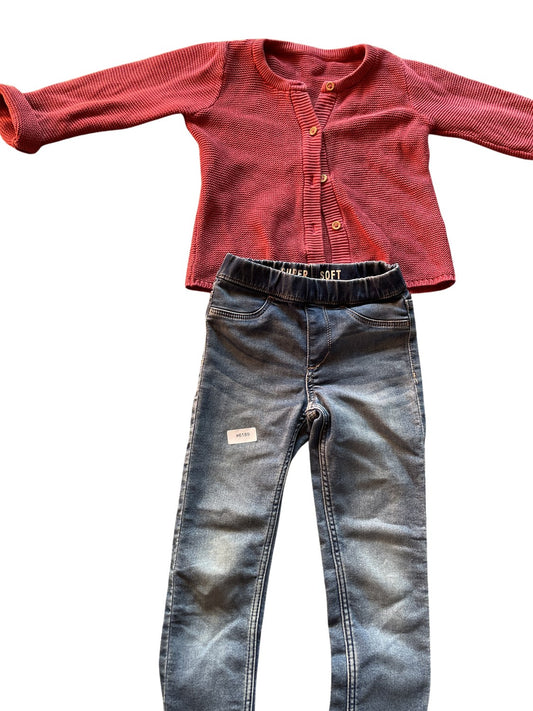 Set Strickjacke und Jeans - Gr. 98