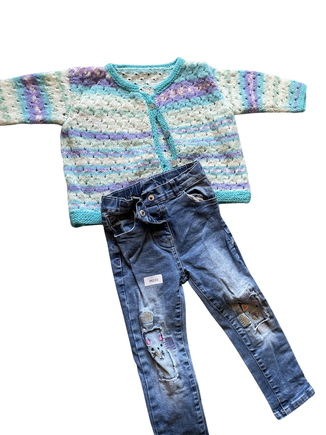 Strickjacke und Jeans - Gr. 92