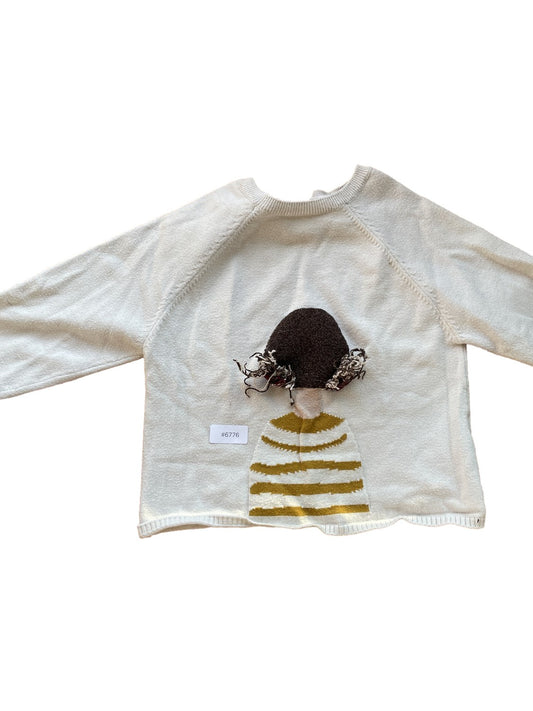 White sweater with animal motif - Size 98