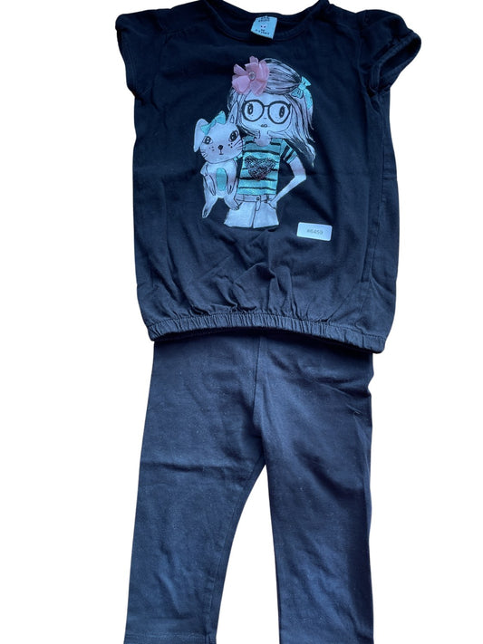 Schwarzes Shirt mit Leggings - Gr. 98