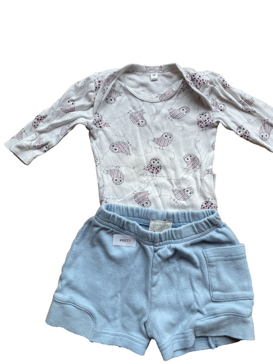 Long-Sleeve Bodysuit and Shorts Set - Size 56