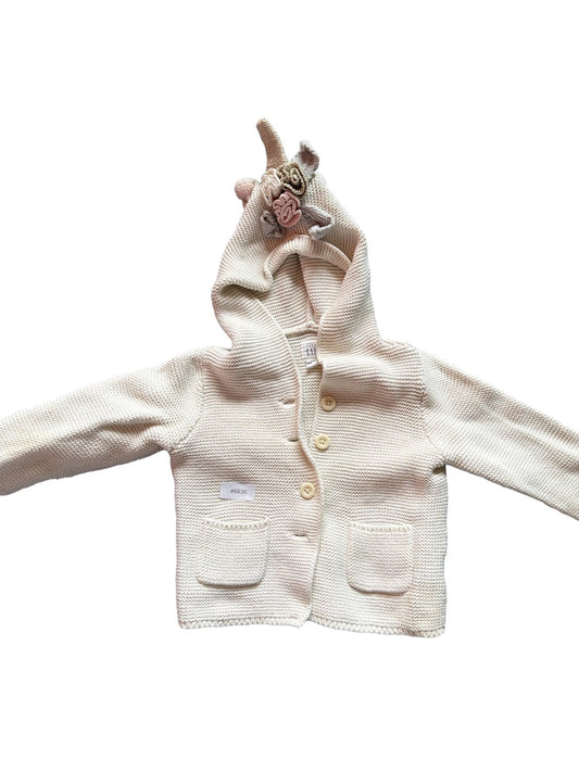 Gilet en maille beige à motif animal - T. 86