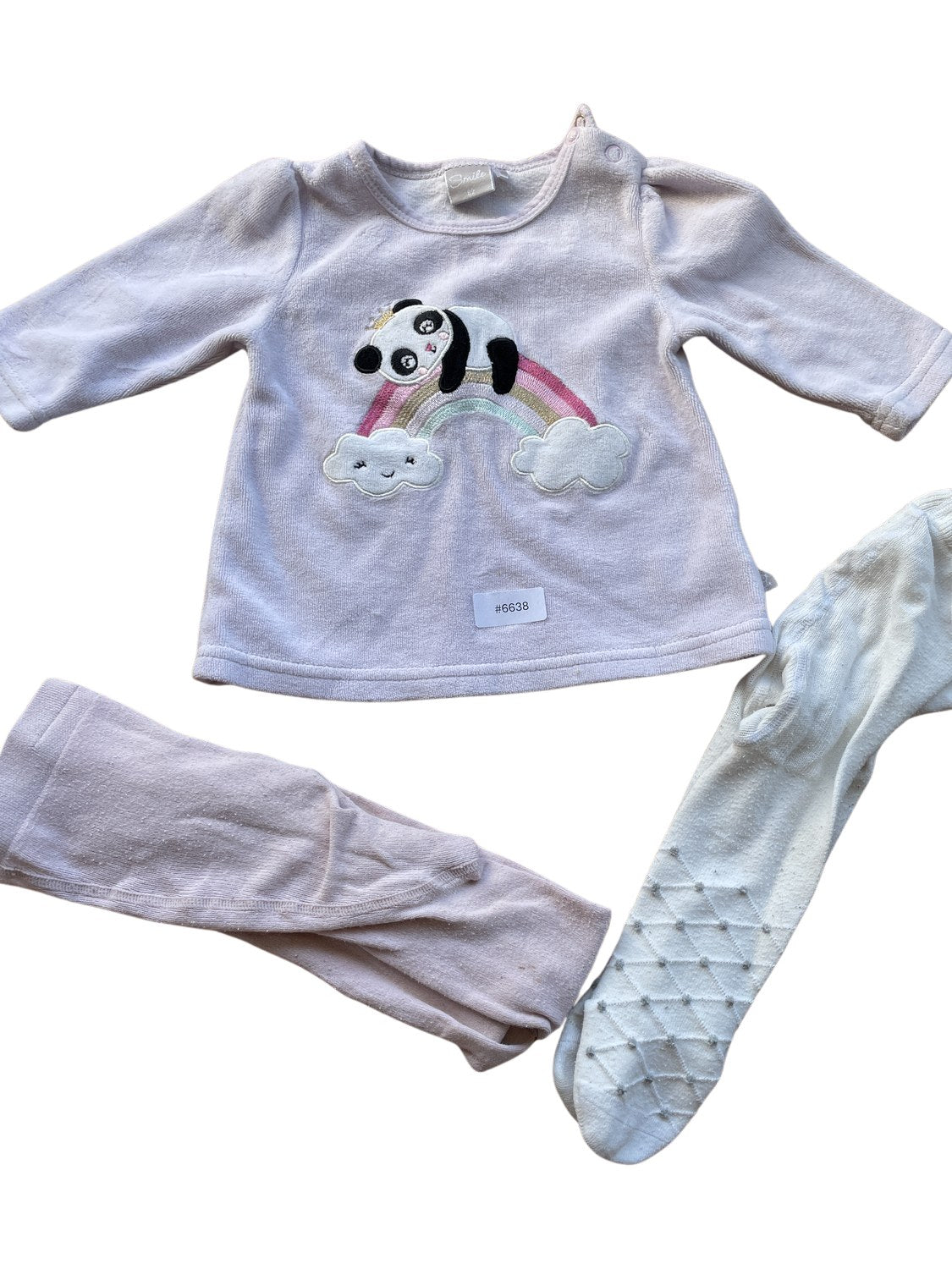 3er Set Pandapullover mit Strumpfhose - Gr. 62