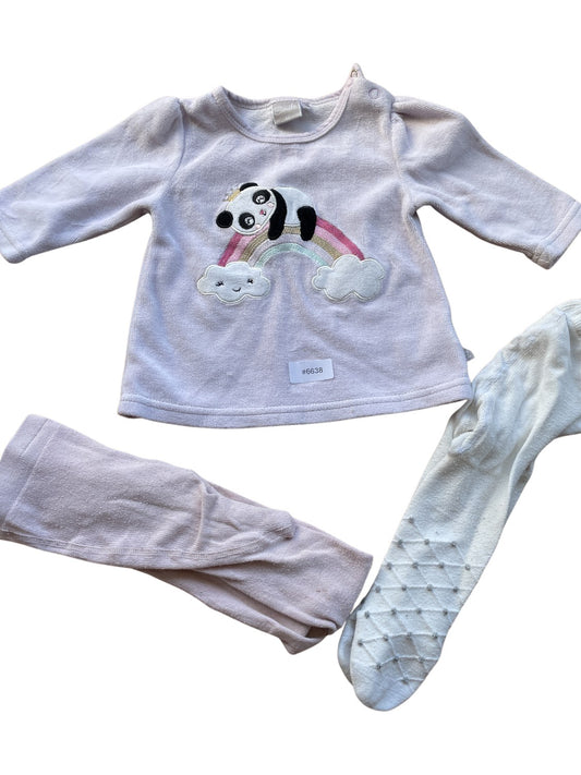 3er Set Pandapullover mit Strumpfhose - Gr. 62