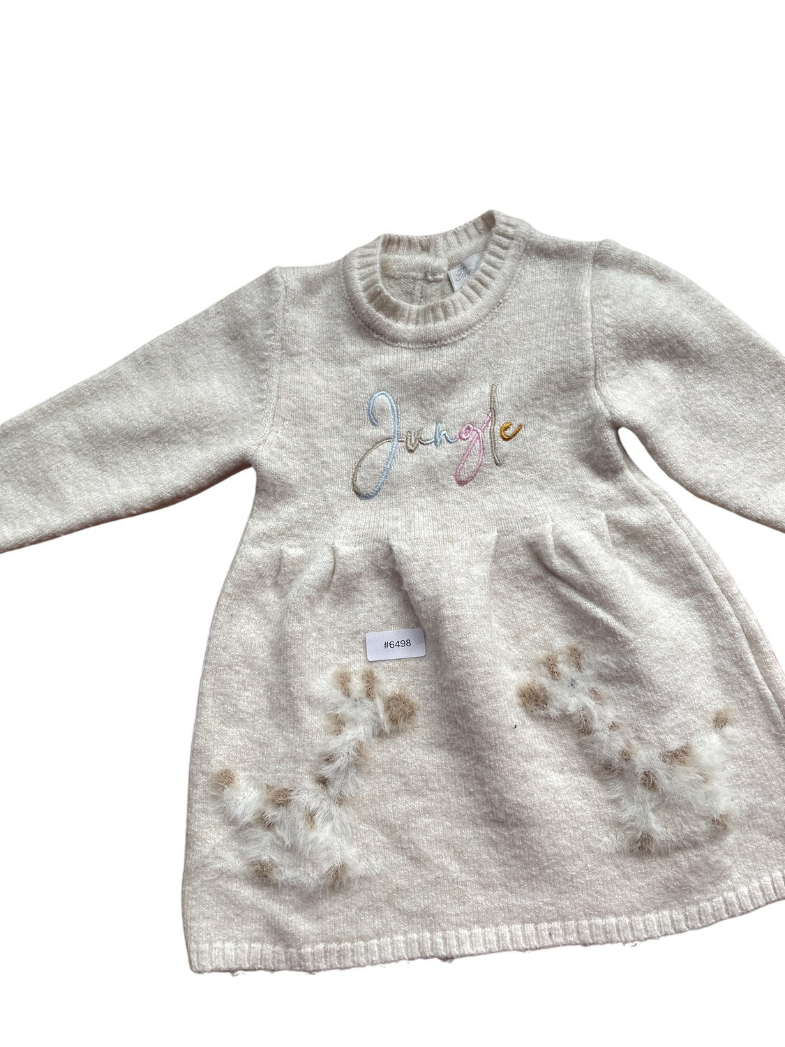 Beiges Kinderkleid mit Stickerei - Gr. 80