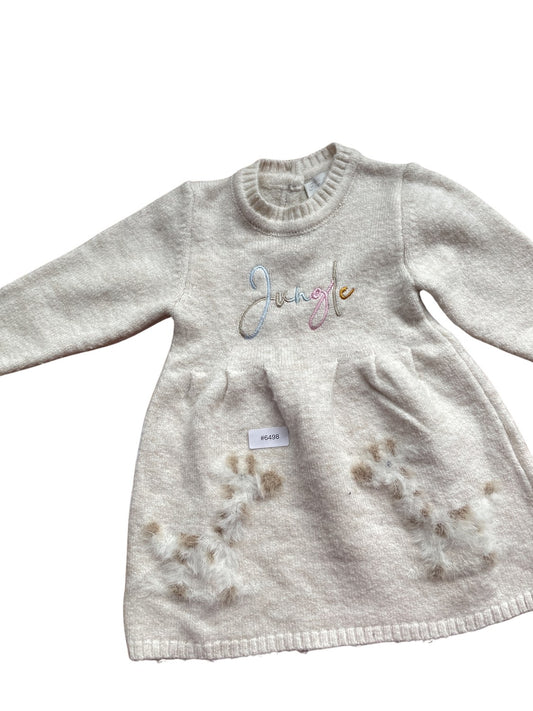 Beiges Kinderkleid mit Stickerei - Gr. 80