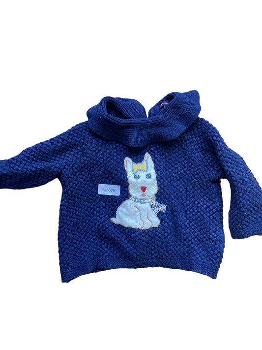 Blauer Pullover mit Hundemotiv - Gr. 68