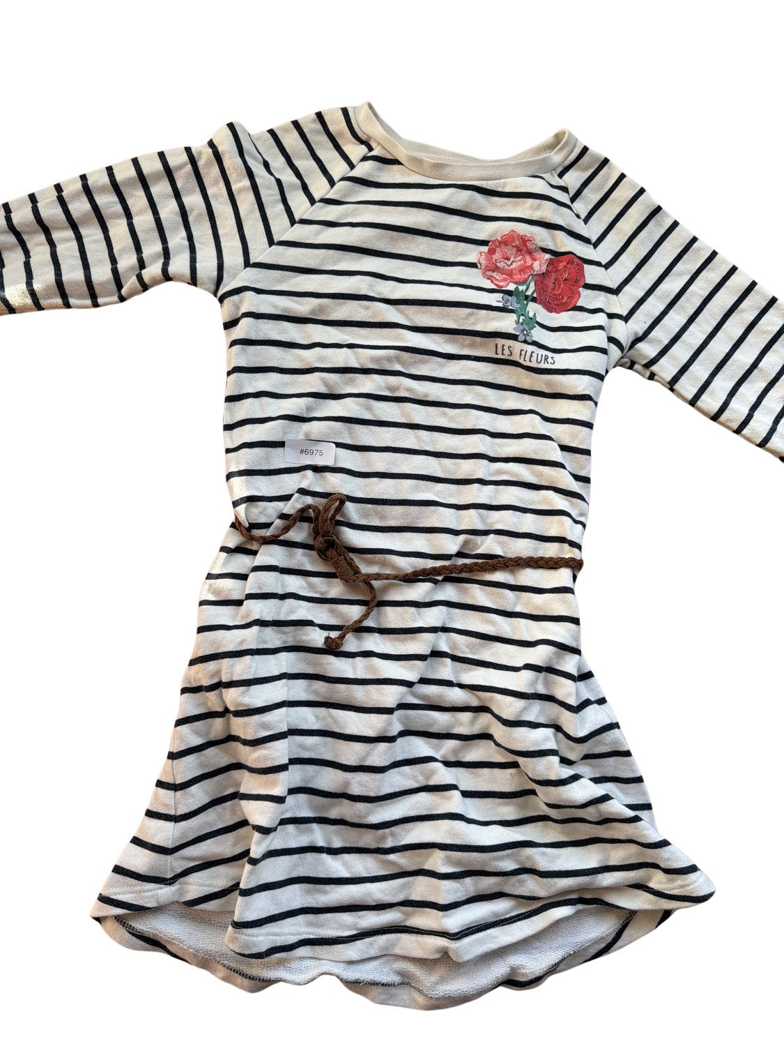 Gestreiftes Kleid mit Blumenmotiv - Gr. 122
