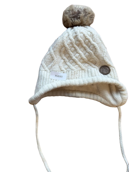 Bonnet blanc à pompon - Taille 68