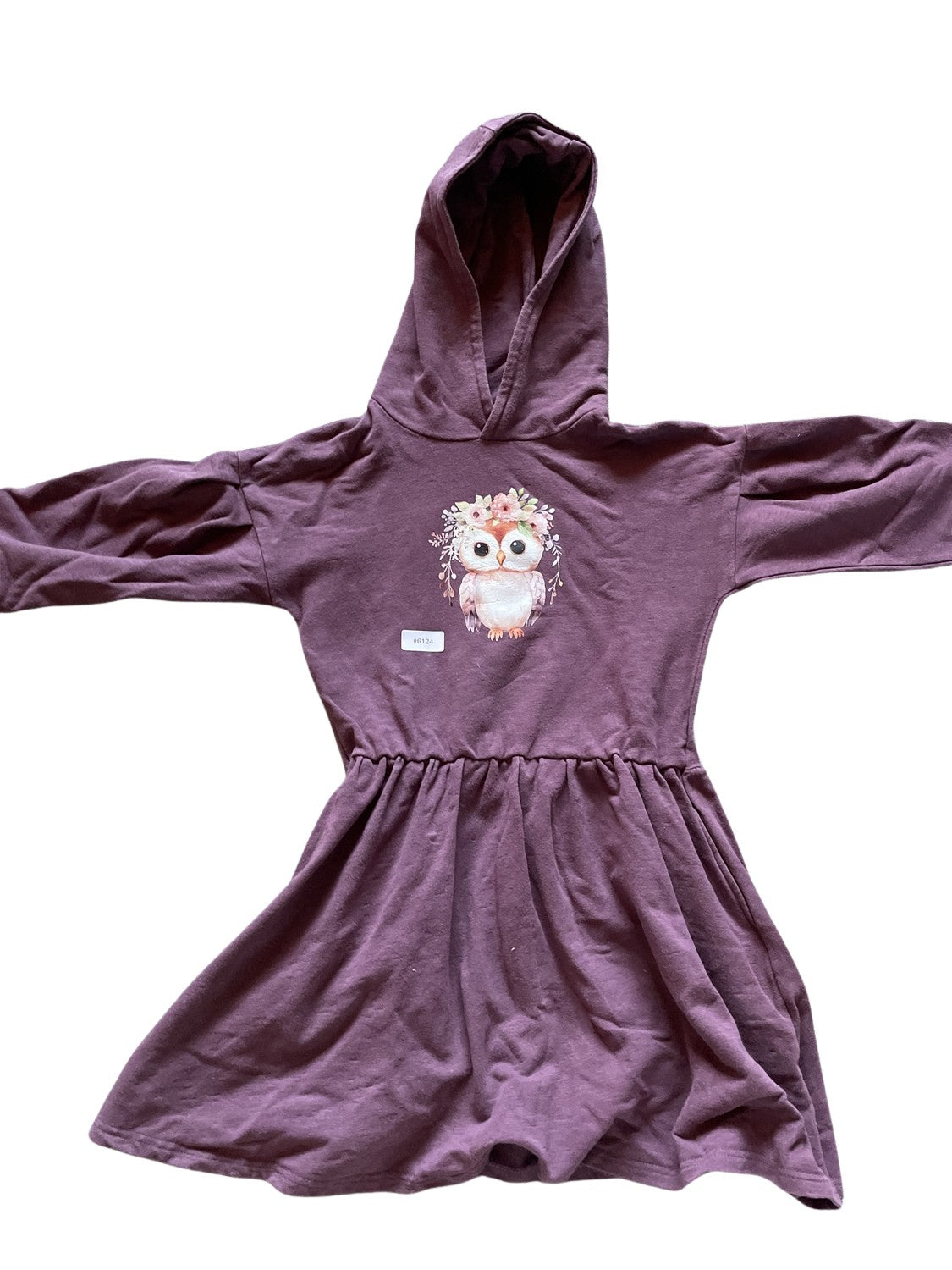 Hoodie Kleid mit Eule - Gr. 122
