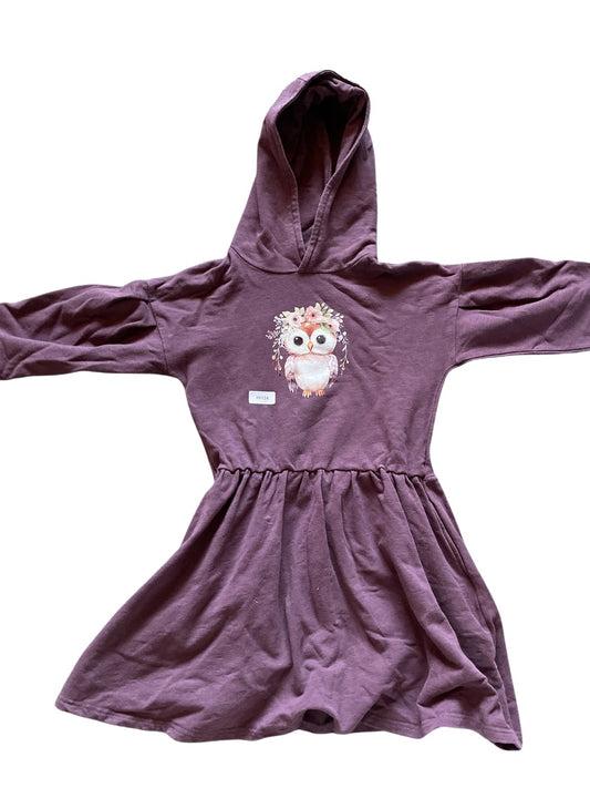 Hoodie Kleid mit Eule - Gr. 122