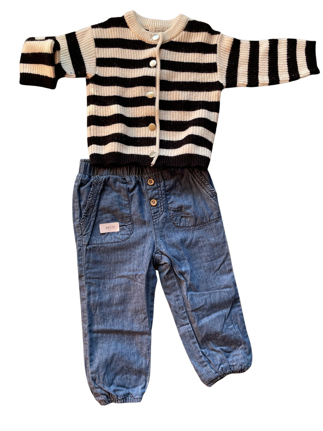 Gestreifter Pullover und Hose - Gr. 80
