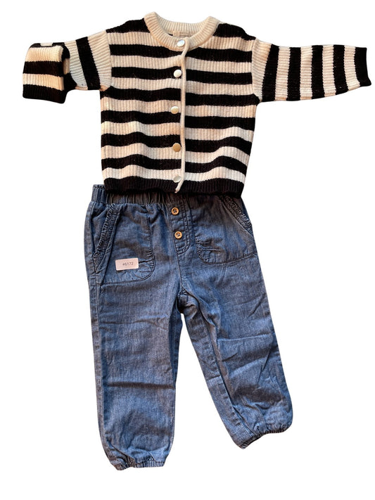 Gestreifter Pullover und Hose - Gr. 80